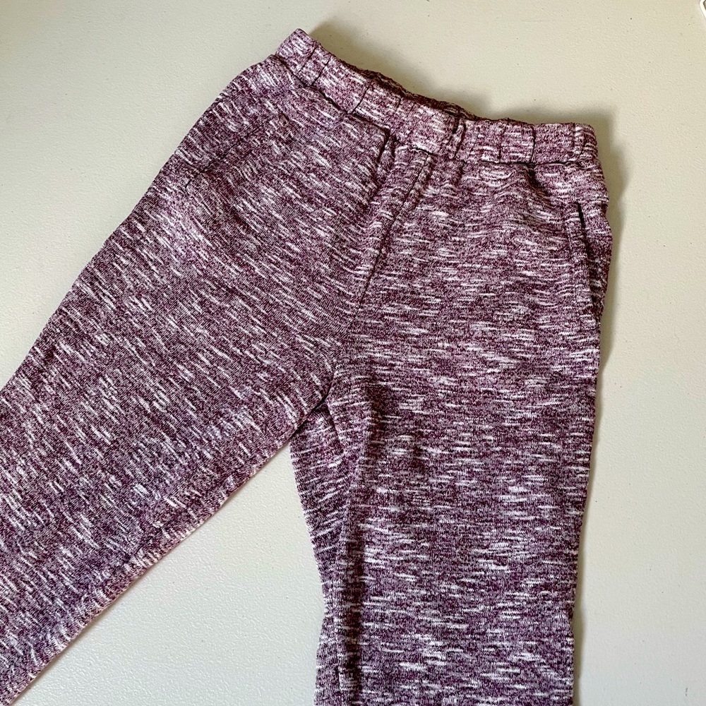 Maroon and white sweatpants